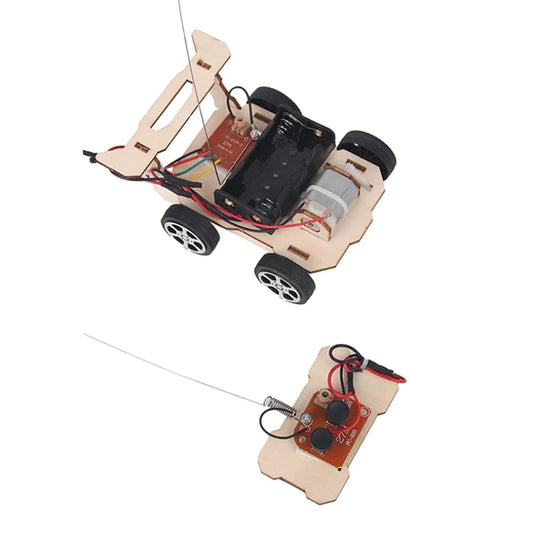 Bubble Noodle DIY Wooden RC Car Assembly STEM Kit – Wireless Remote Control Science Toy