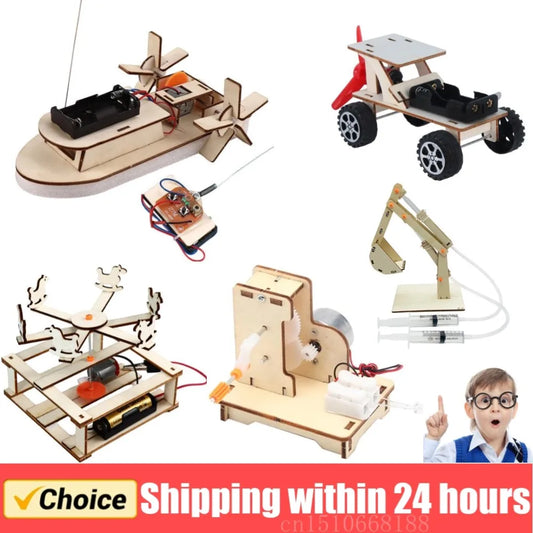 Bubble Noodle 3D Assemble Boat & Car Wooden Model STEM Kit – Science Experiment for Kids