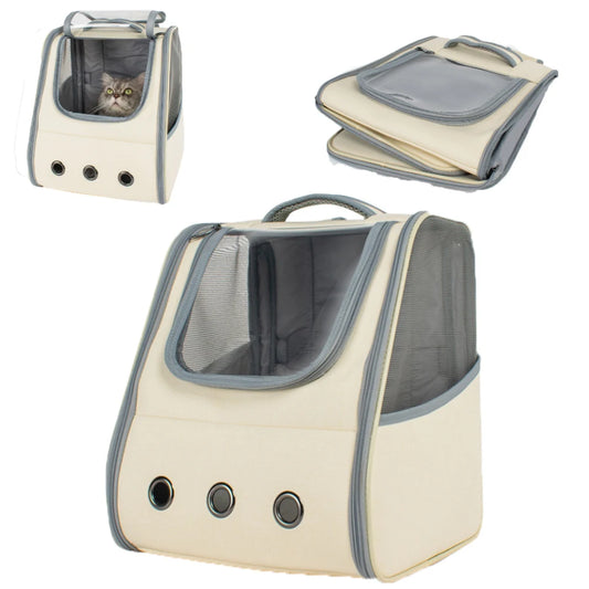 Medium Cat Travel Backpack – Breathable Spacious Cozy Carrier with Accessories (Grey)