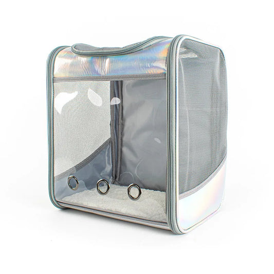 Laser Transparent Pet Carrier Backpack – Portable Shoulder Bag for Cats & Small Dogs
