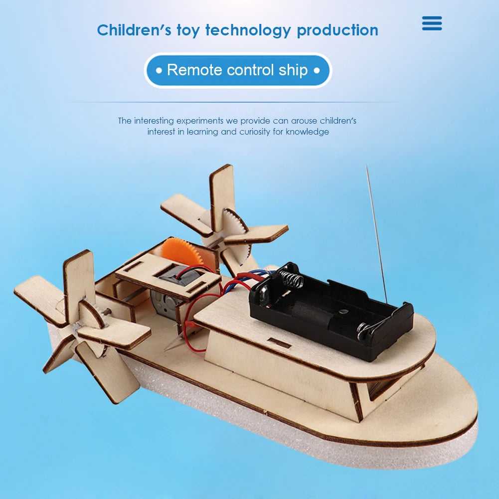 Bubble Noodle DIY Electric Boat Model STEM Science Kit – 3D Wooden Assembly Toy