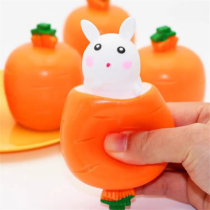 Pop-Up Carrot Rabbit Squishy Fidget Toy – Stress Relief for Kids & Adults