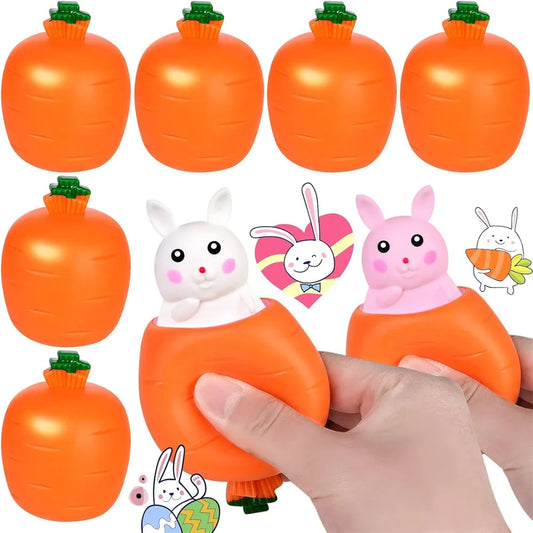 Pop-Up Carrot Rabbit Squishy Fidget Toy – Stress Relief for Kids & Adults