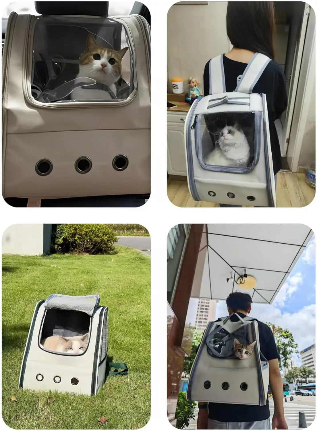 Medium Cat Travel Backpack – Breathable Spacious Cozy Carrier with Accessories (Grey)