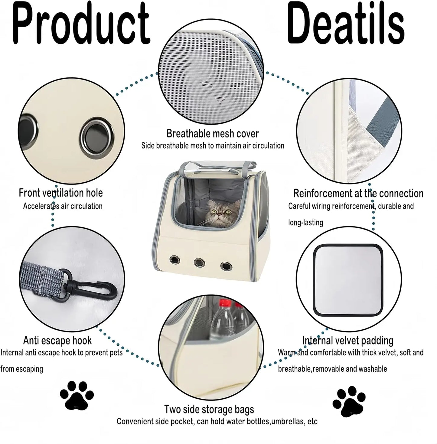 Medium Cat Travel Backpack – Breathable Spacious Cozy Carrier with Accessories (Grey)