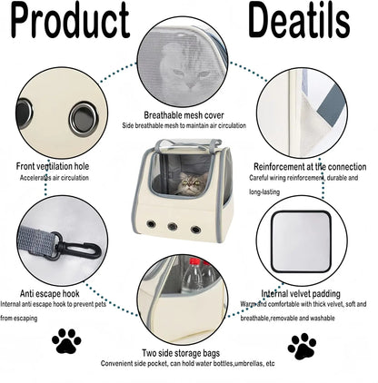 Medium Cat Travel Backpack – Breathable Spacious Cozy Carrier with Accessories (Grey)