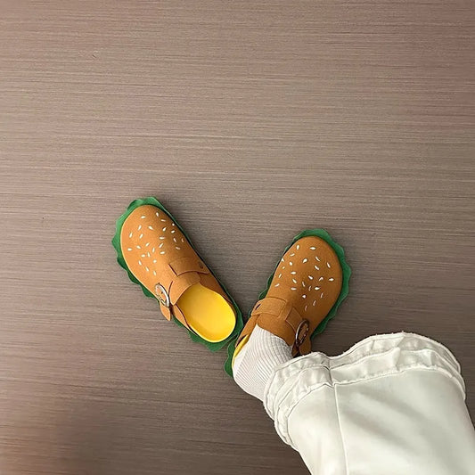 Hamburger Platform Clogs – Funny Women's Mule Slides Outdoor Beach Sandals
