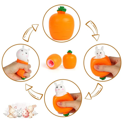 Pop-Up Carrot Rabbit Squishy Fidget Toy – Stress Relief for Kids & Adults