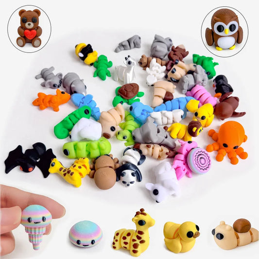 Wigglitz 3D Printed Colorful Mini Animals Figurines – Bulk Pack (10–50 Pcs)