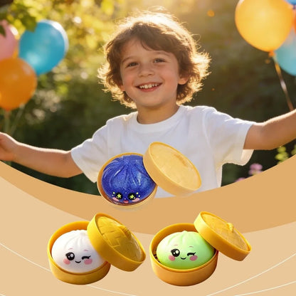 Squishy Dumpling Stress Ball with Steamer Box – Slow Rise Sensory Toy