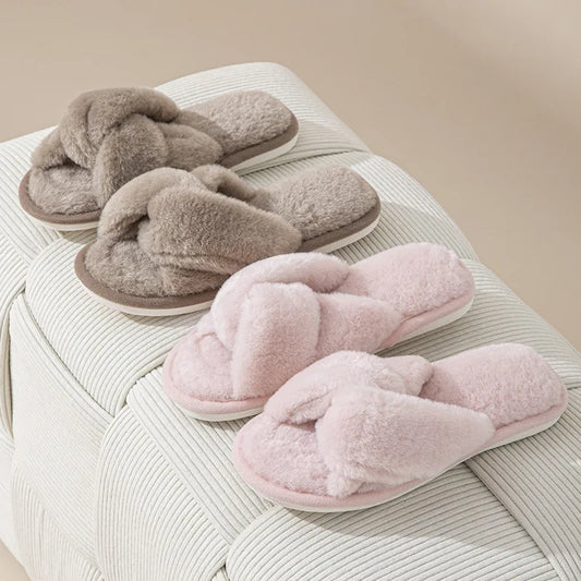 Fuzzy Fur Luxury Slippers – Women's Soft Flat Open Toe Indoor Slides