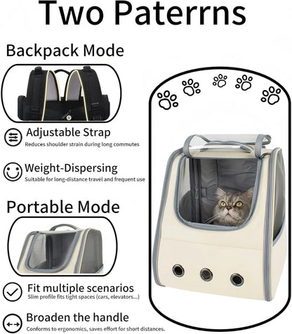 Medium Cat Travel Backpack – Breathable Spacious Cozy Carrier with Accessories (Grey)