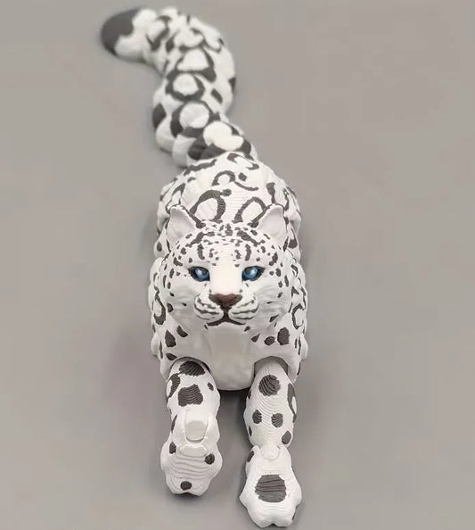 Wigglitz 3D Printed Snow Leopard Figurine – Multi-Joint Wild Animal