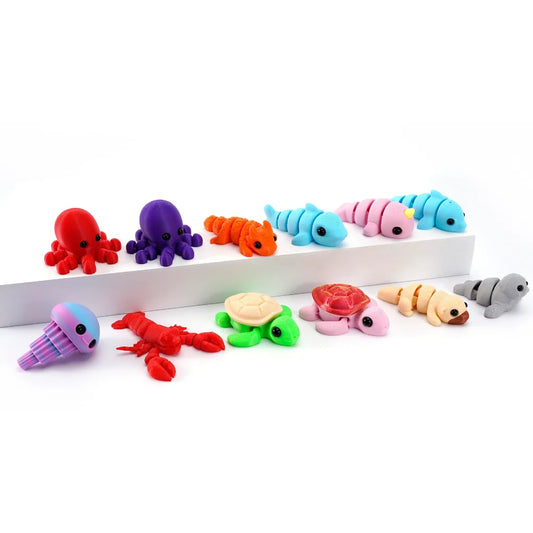 Wigglitz 3D Printed Marine Animals – Multi-Joint Rotatable Fidget Figurines