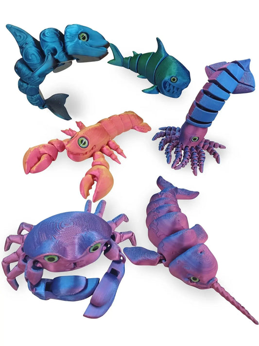 Wigglitz 3D Printed Ocean Animals Figurines – Realistic Sea Creatures