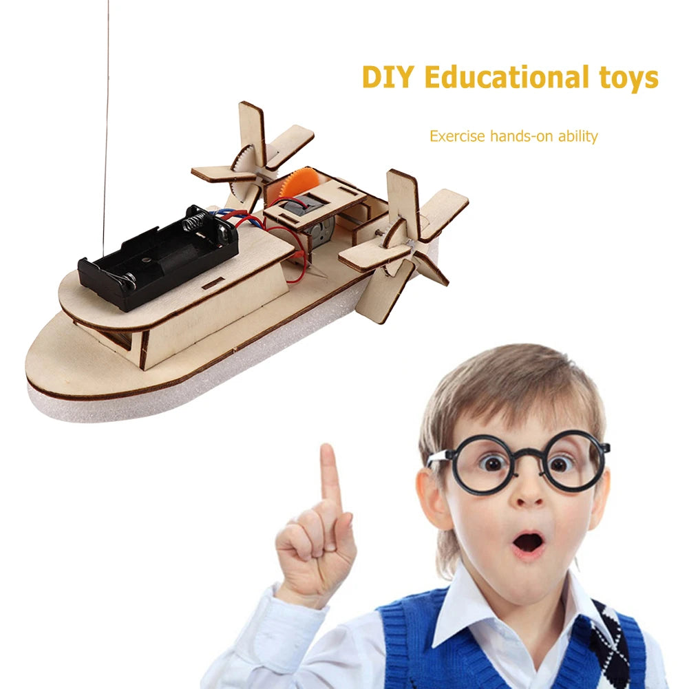 Bubble Noodle DIY Electric Boat Model STEM Science Kit – 3D Wooden Assembly Toy