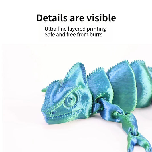 Wigglitz 3D Printed Dragon & Chameleon Figurine – Multi-Joint Movable Lizard