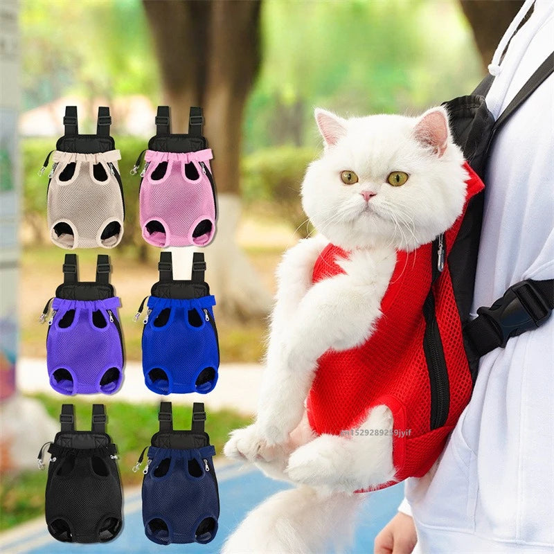 Double Shoulder Mesh Pet Carrier Backpack – Front Bag for Small Cats & Dogs
