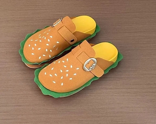 Hamburger Platform Clogs – Funny Women's Mule Slides Outdoor Beach Sandals